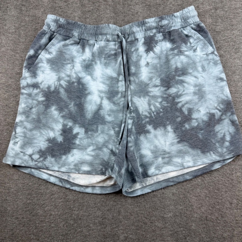 Liberty Park Lounge Shorts Women's XL Grey Tie Dye Drawstring French Terry